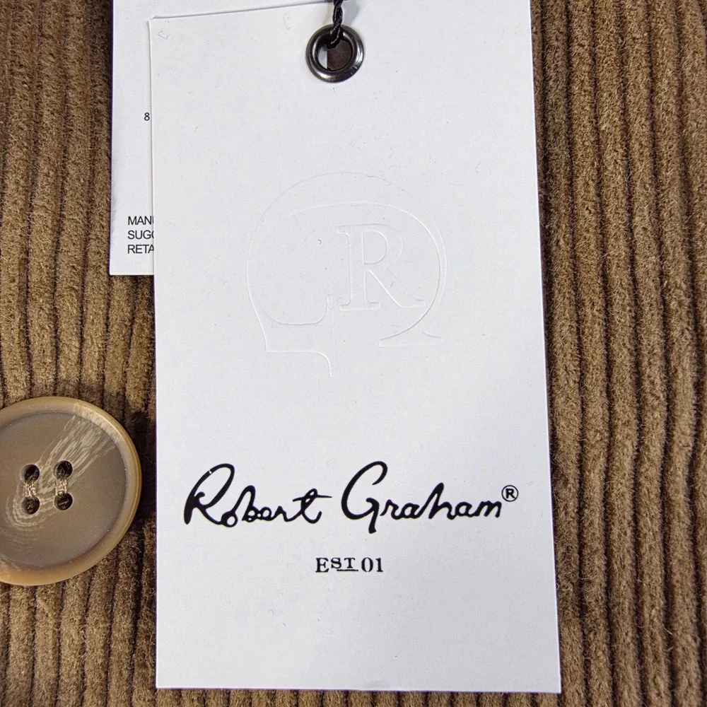 NWT Robert Graham Men's Camel Corduroy Sherpa Lined Jacket Size‎ L Barn Coat